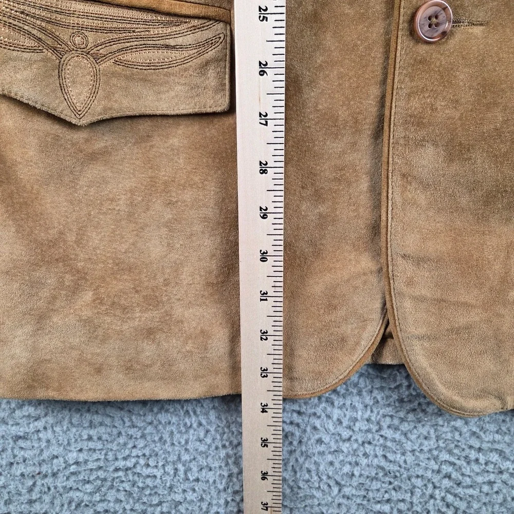 Scully‎ Western Two Button Jacket Leatherwork Brown Suede Blazer Size 46